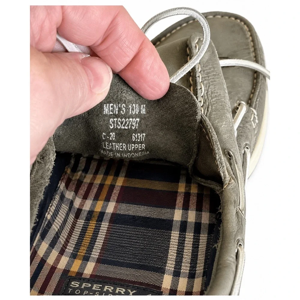 Sperry TopSider Mens Authentic Original 2Eye Grey Leather Boat Shoes STS22797 13